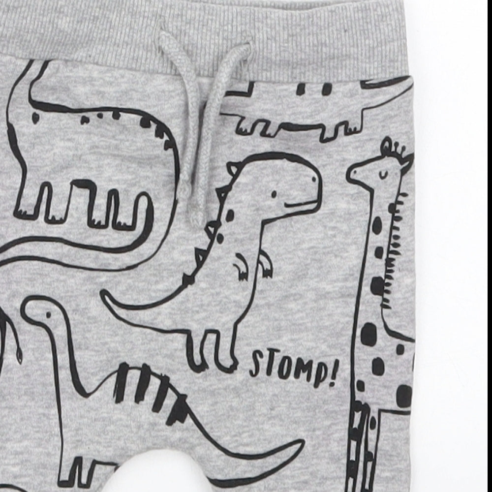 Fred&Flo Boys Grey  Cotton Sweatpants Trousers Size 3-6 Months  Drawstring - Dinosaurs