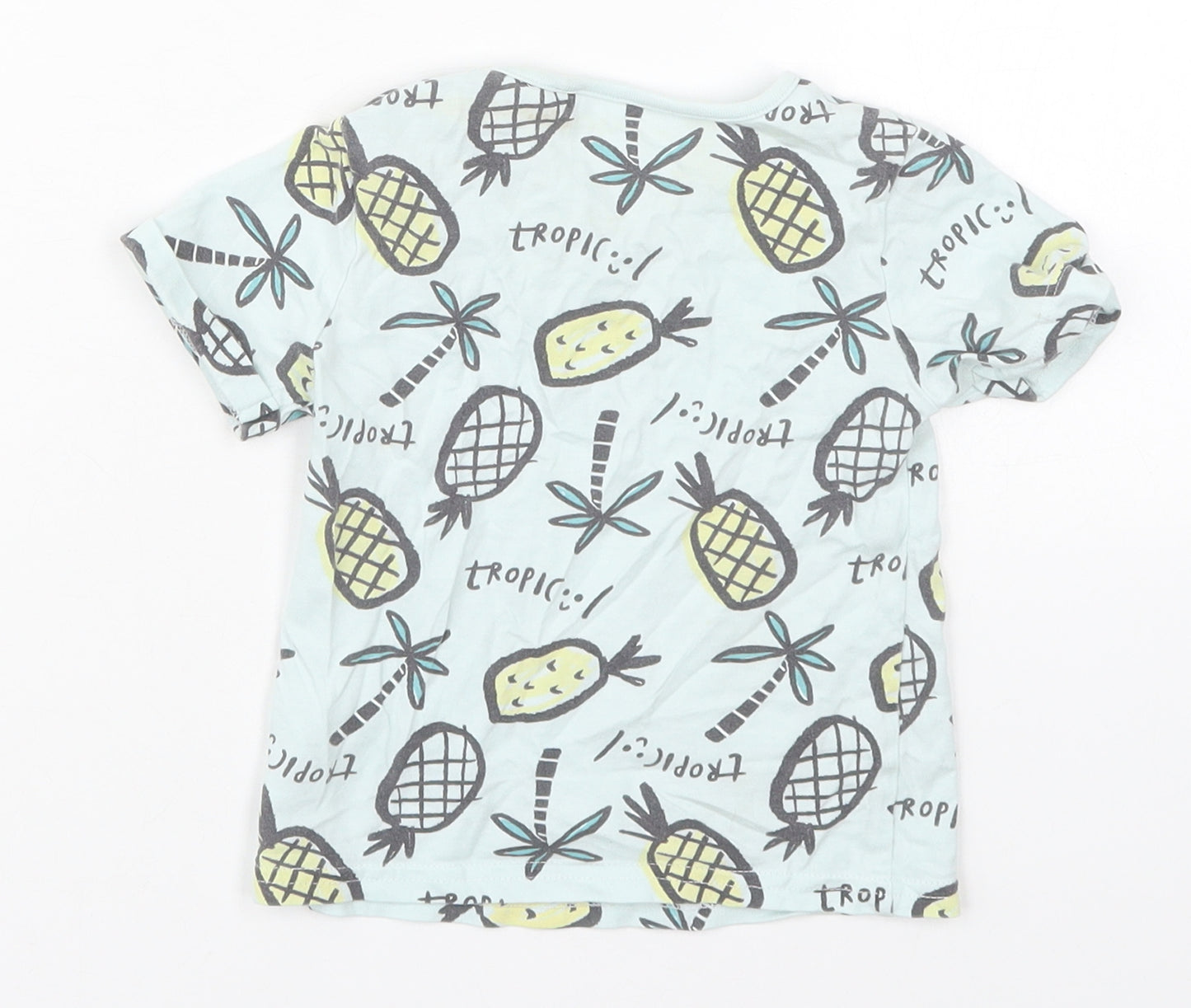 TU Boys Blue  Cotton Basic T-Shirt Size 12-18 Months Crew Neck Pullover - Tropic Pineapples