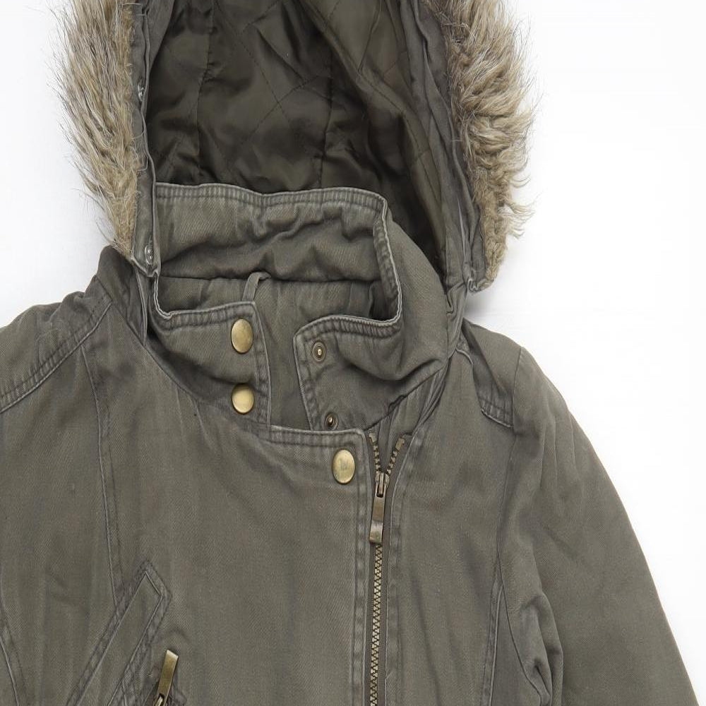 TU Womens Green   Parka Coat Size 14  Zip