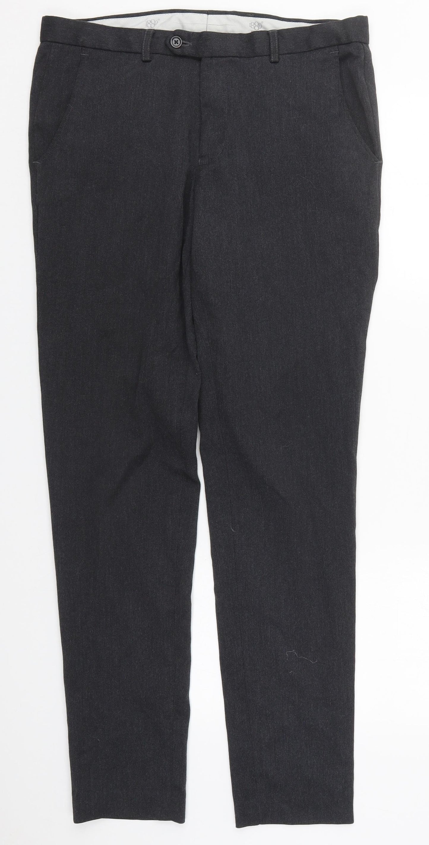 1880 Mens Grey  Polyester Trousers  Size 33 L31 in Slim Button