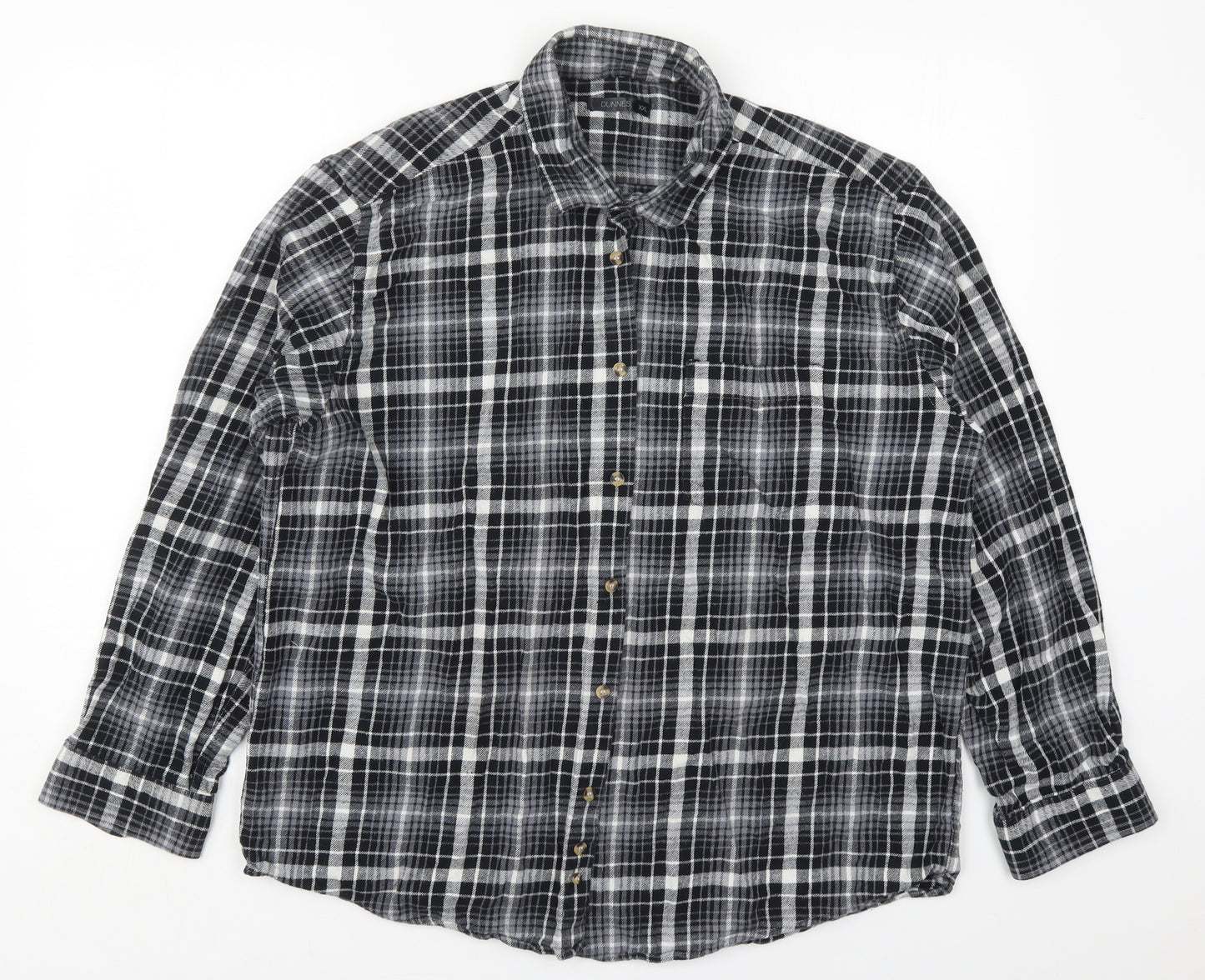 Dunnes Mens Grey Check Cotton  Button-Up Size 2XL Collared Button