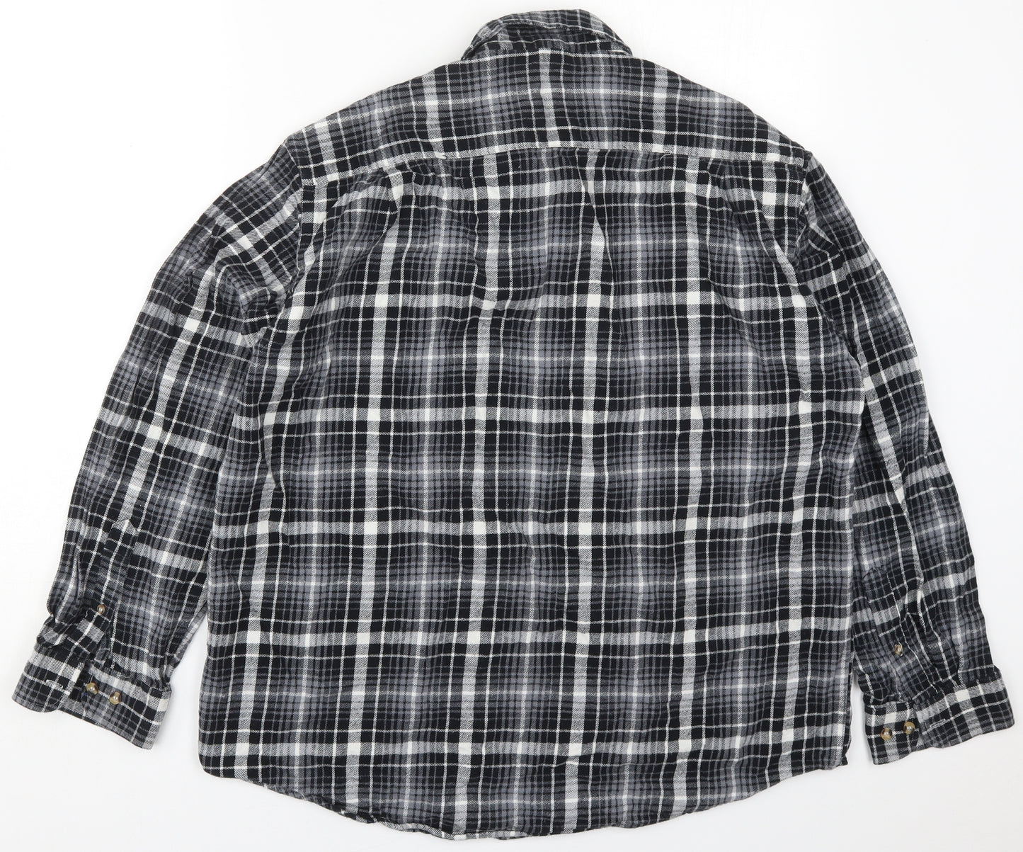 Dunnes Mens Grey Check Cotton  Button-Up Size 2XL Collared Button
