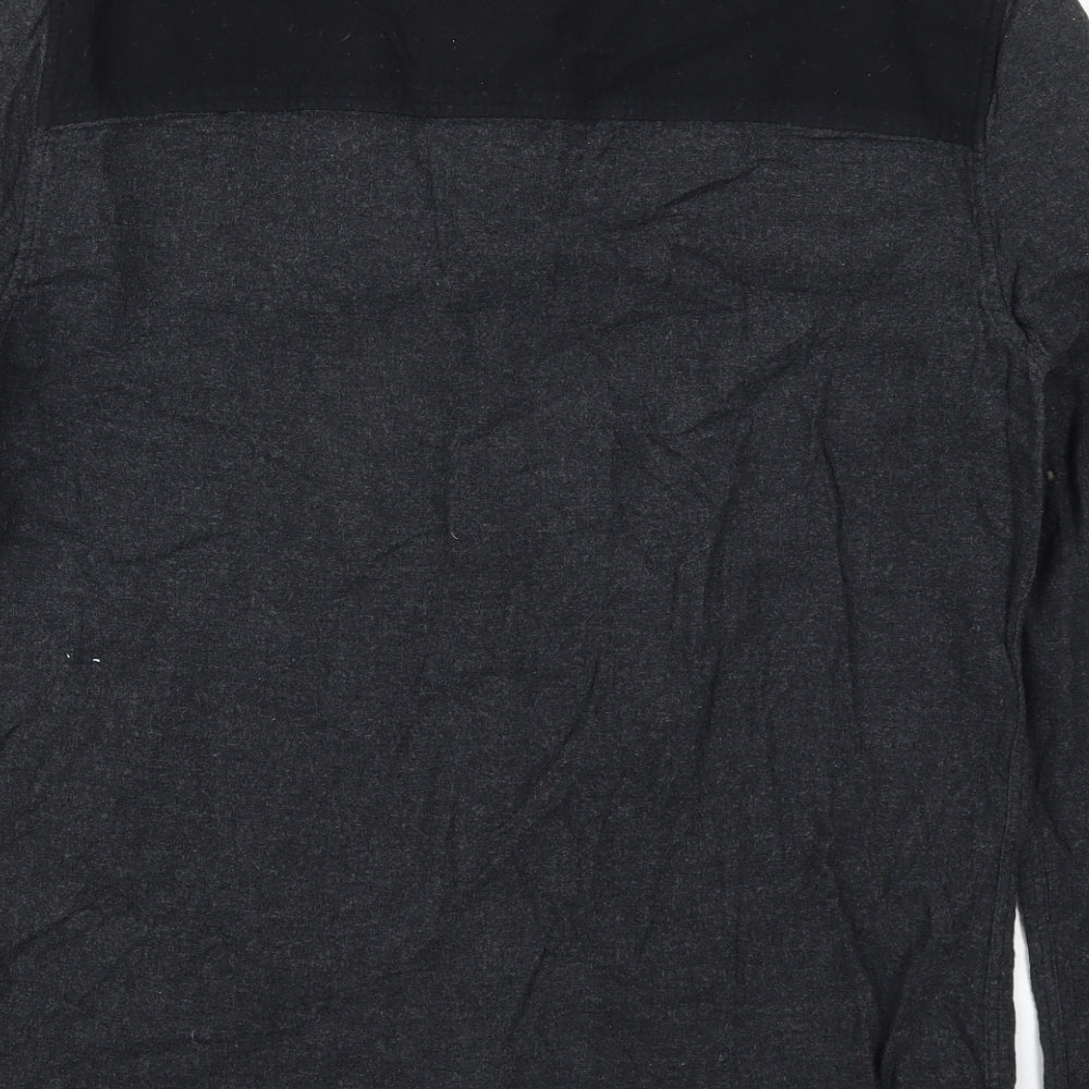 Label Lab Mens Grey  Cotton  Button-Up Size L Round Neck Button