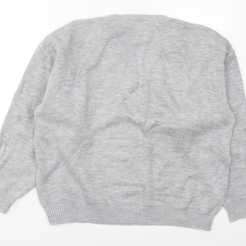 Invicta Mens Grey V-Neck  Acrylic Pullover Jumper Size L