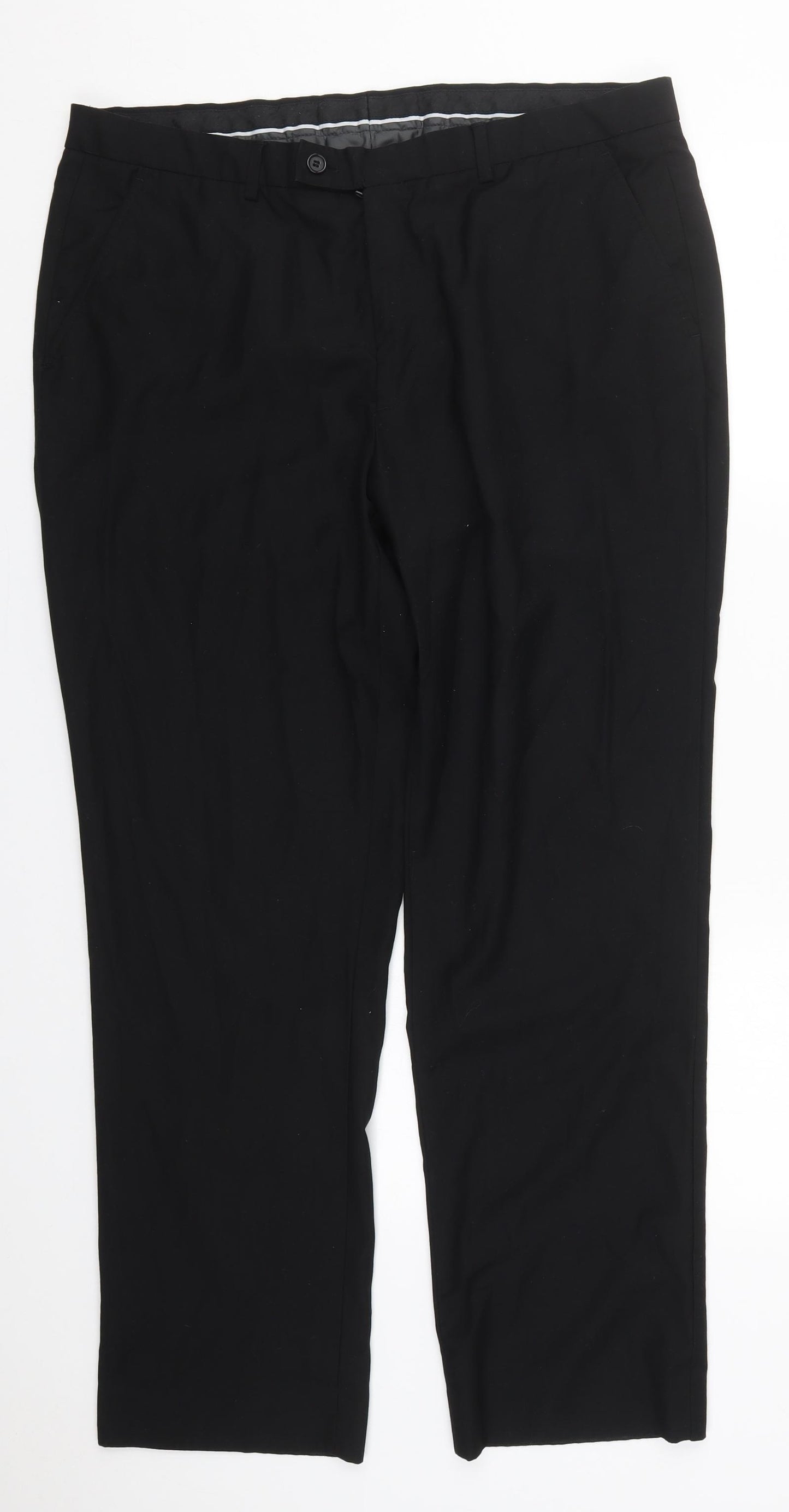 Matalan Mens Black  Polyester Trousers  Size 38 L31 in Regular Button