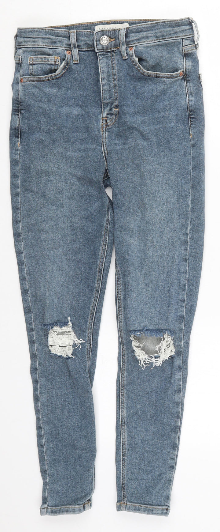 Topshop Womens Blue Cotton Skinny Jeans Size 29 in L25 in Regular Button