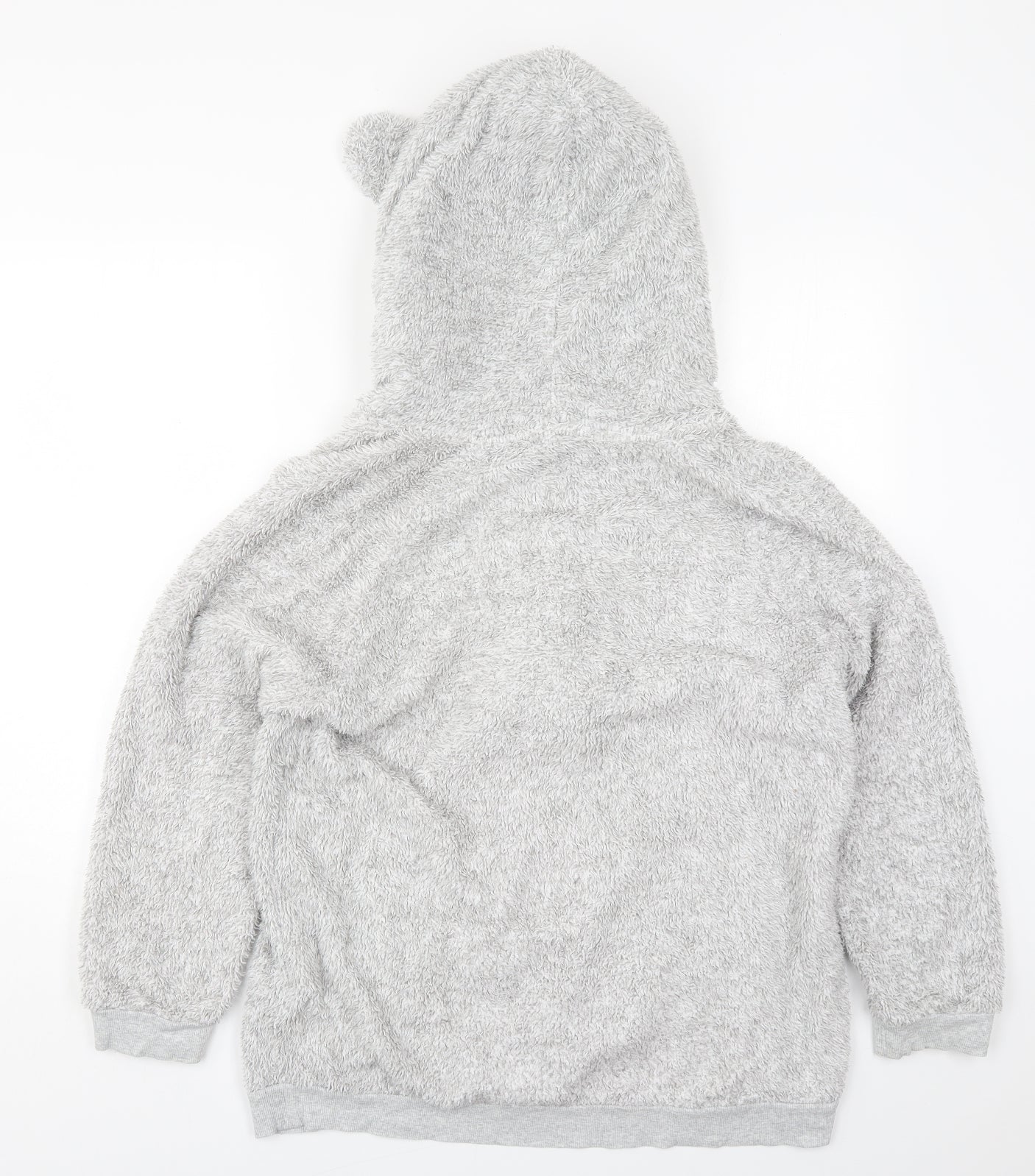 Dunnes Womens Grey Solid Polyester Top Pyjama Top Size M   - Pom Poms