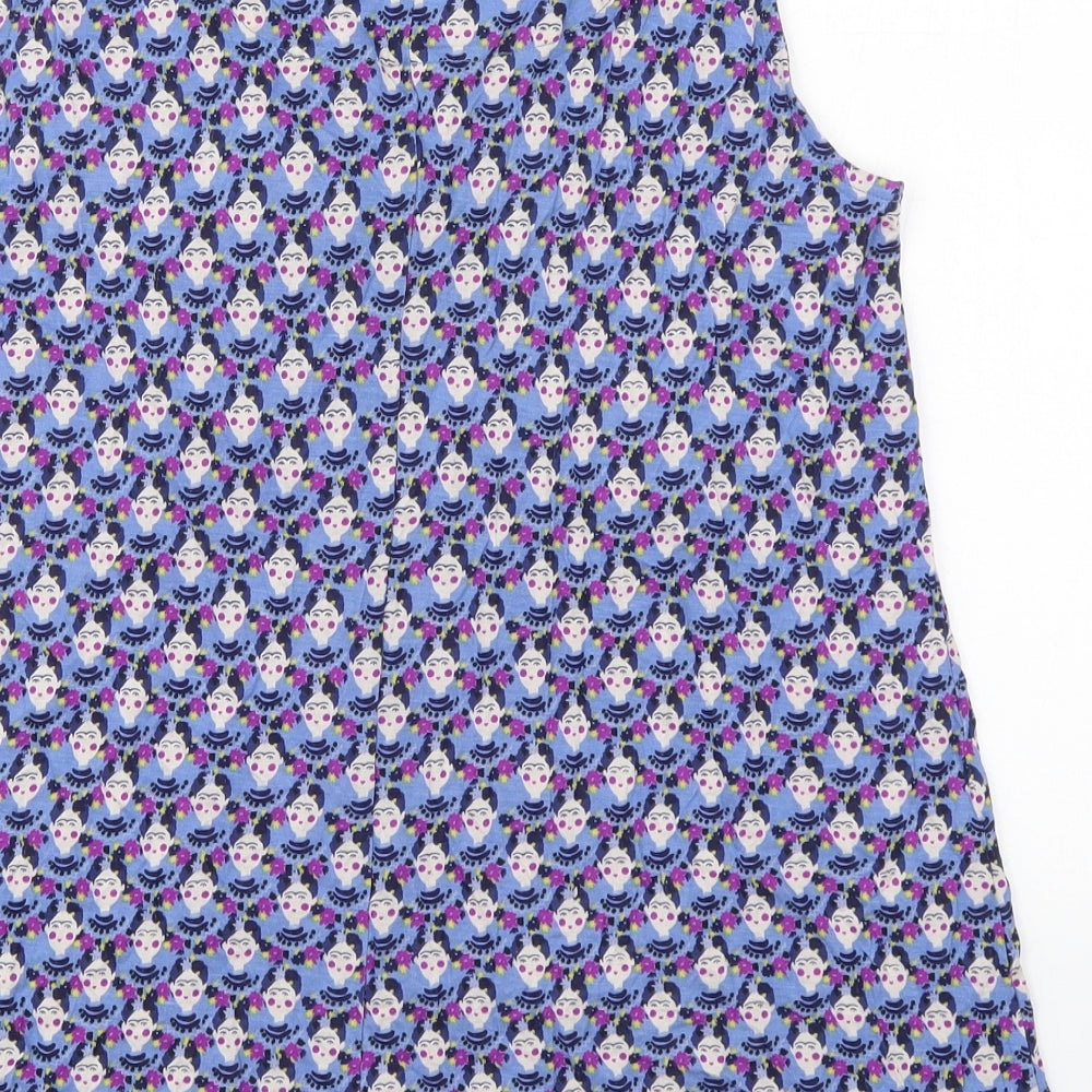 White Stuff Womens Blue Geometric Viscose Basic Tank Size 14 V-Neck - Womens Faces