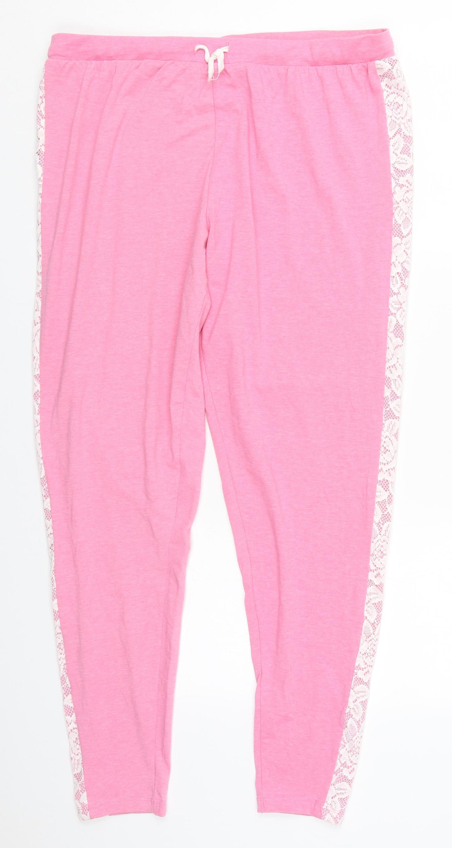 Dunnes Womens Pink  Viscose Trousers  Size 34 in L29 in Regular Drawstring - Pyjama Pants