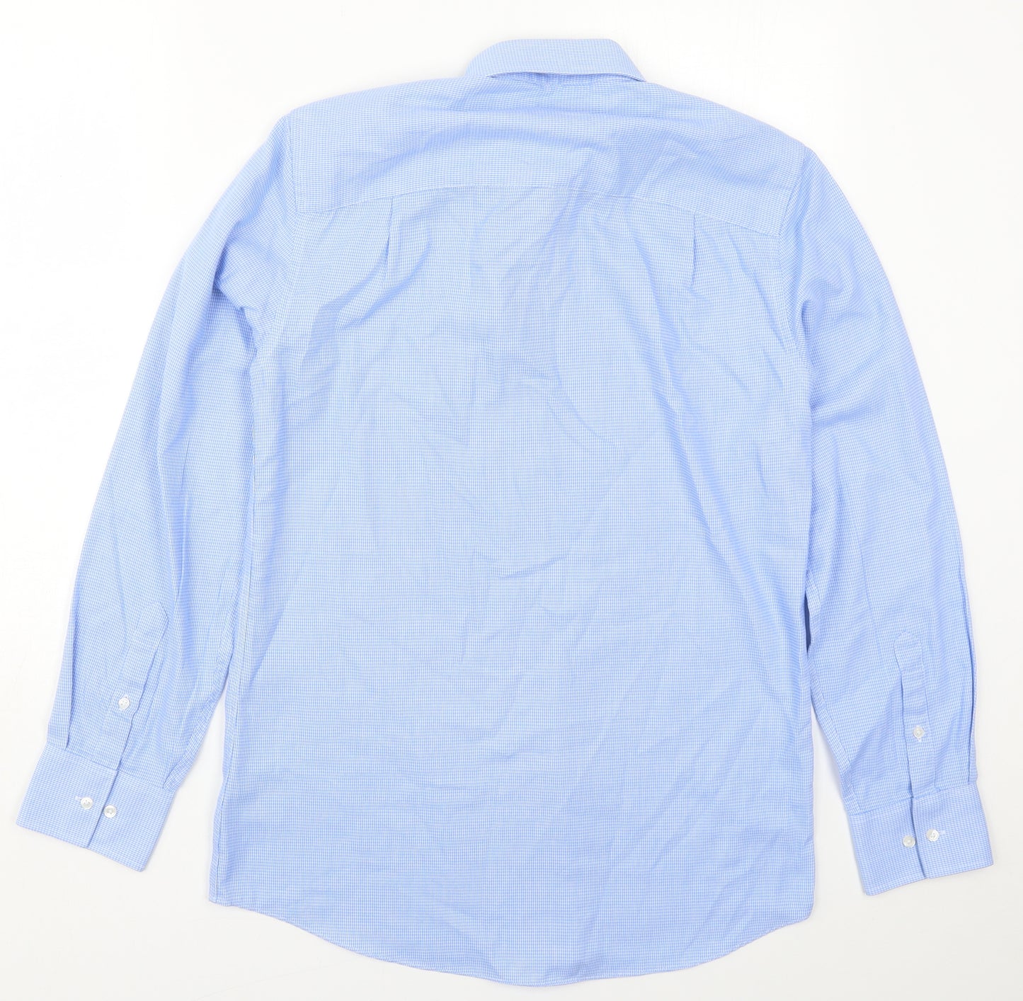 NEXT Mens Blue Houndstooth Polyester  Dress Shirt Size 14.5 Collared Button