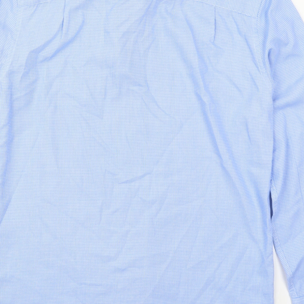 NEXT Mens Blue Houndstooth Polyester  Dress Shirt Size 14.5 Collared Button