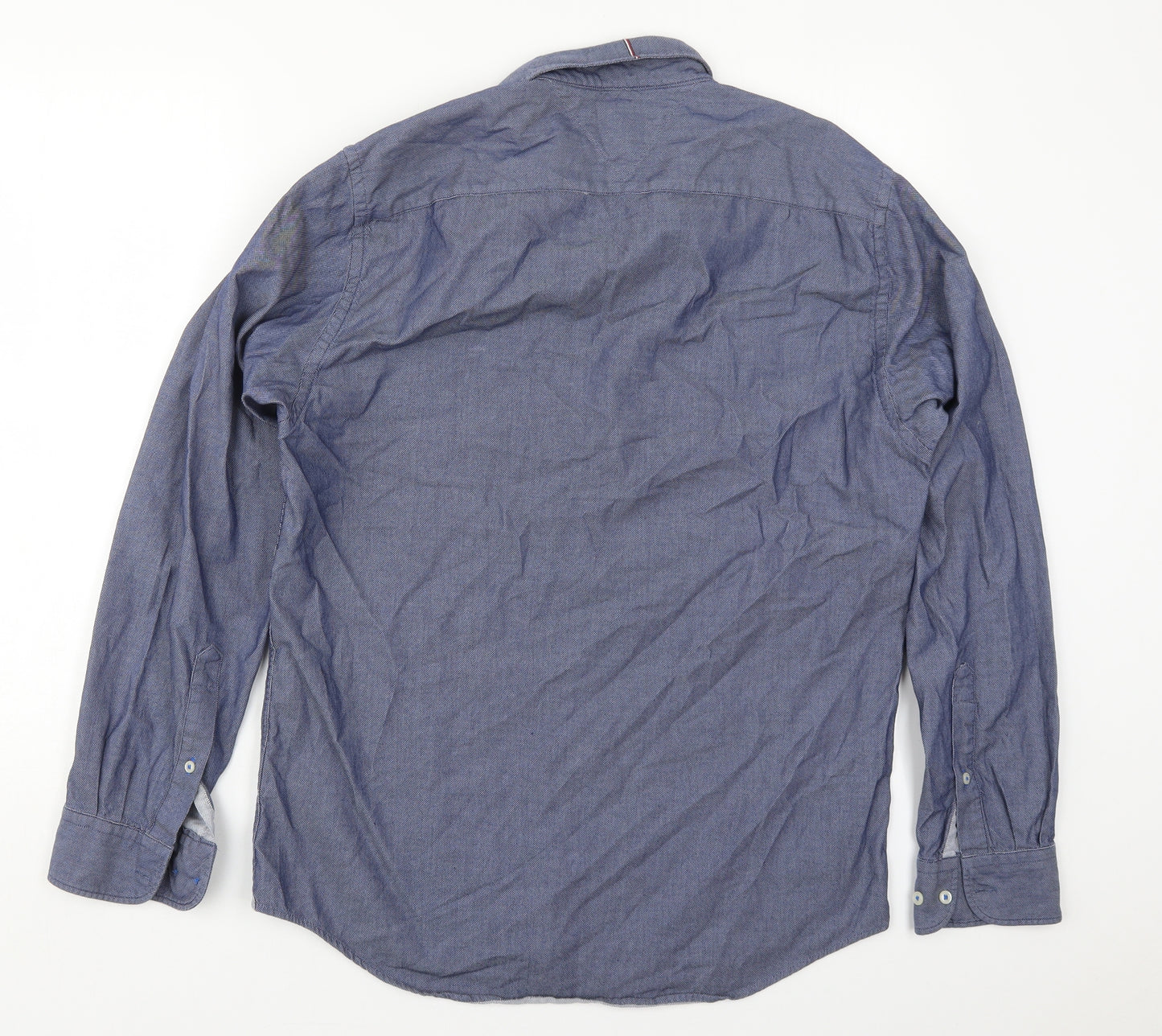 Tommy Hilfiger Mens Blue  Cotton  Button-Up Size L Collared Button