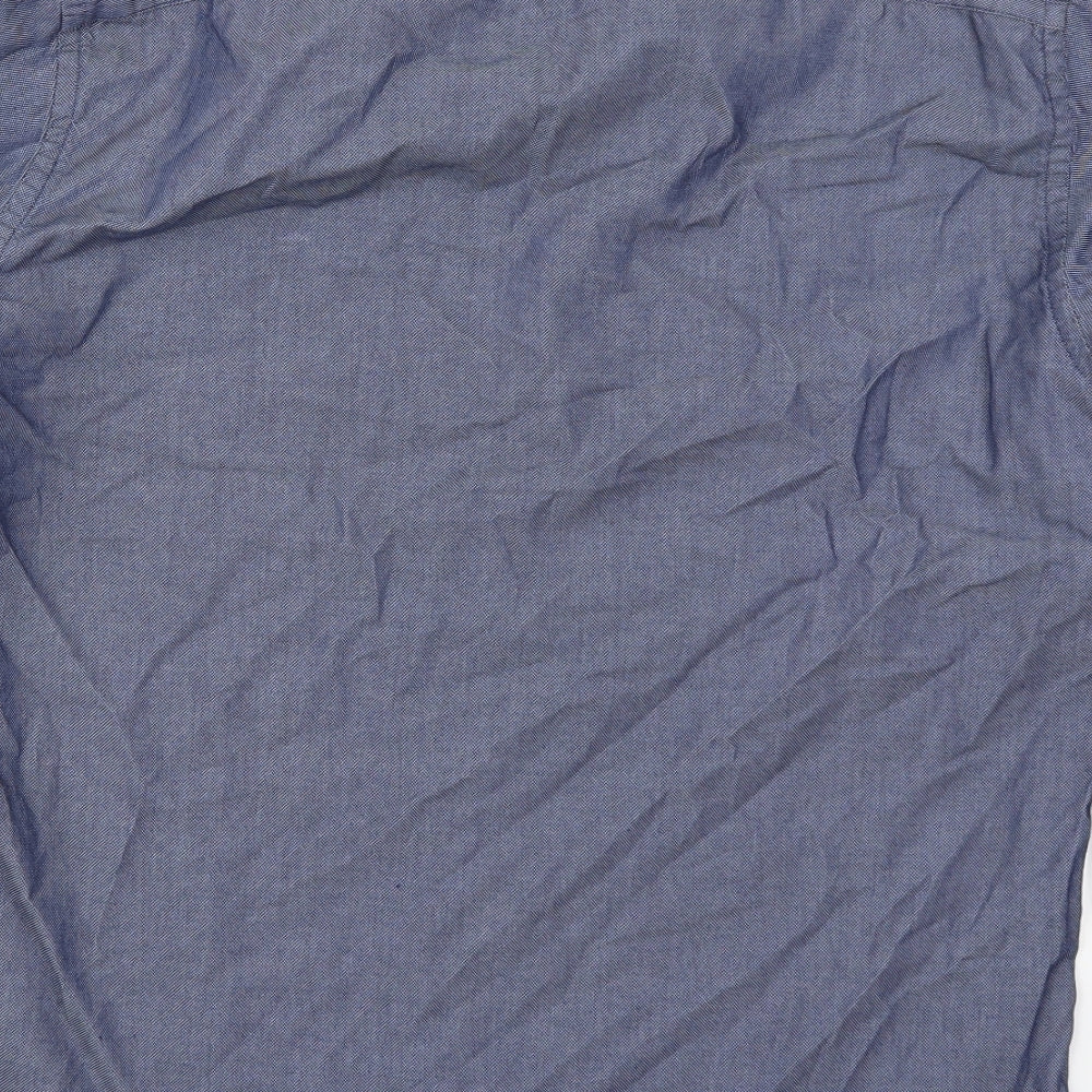 Tommy Hilfiger Mens Blue  Cotton  Button-Up Size L Collared Button
