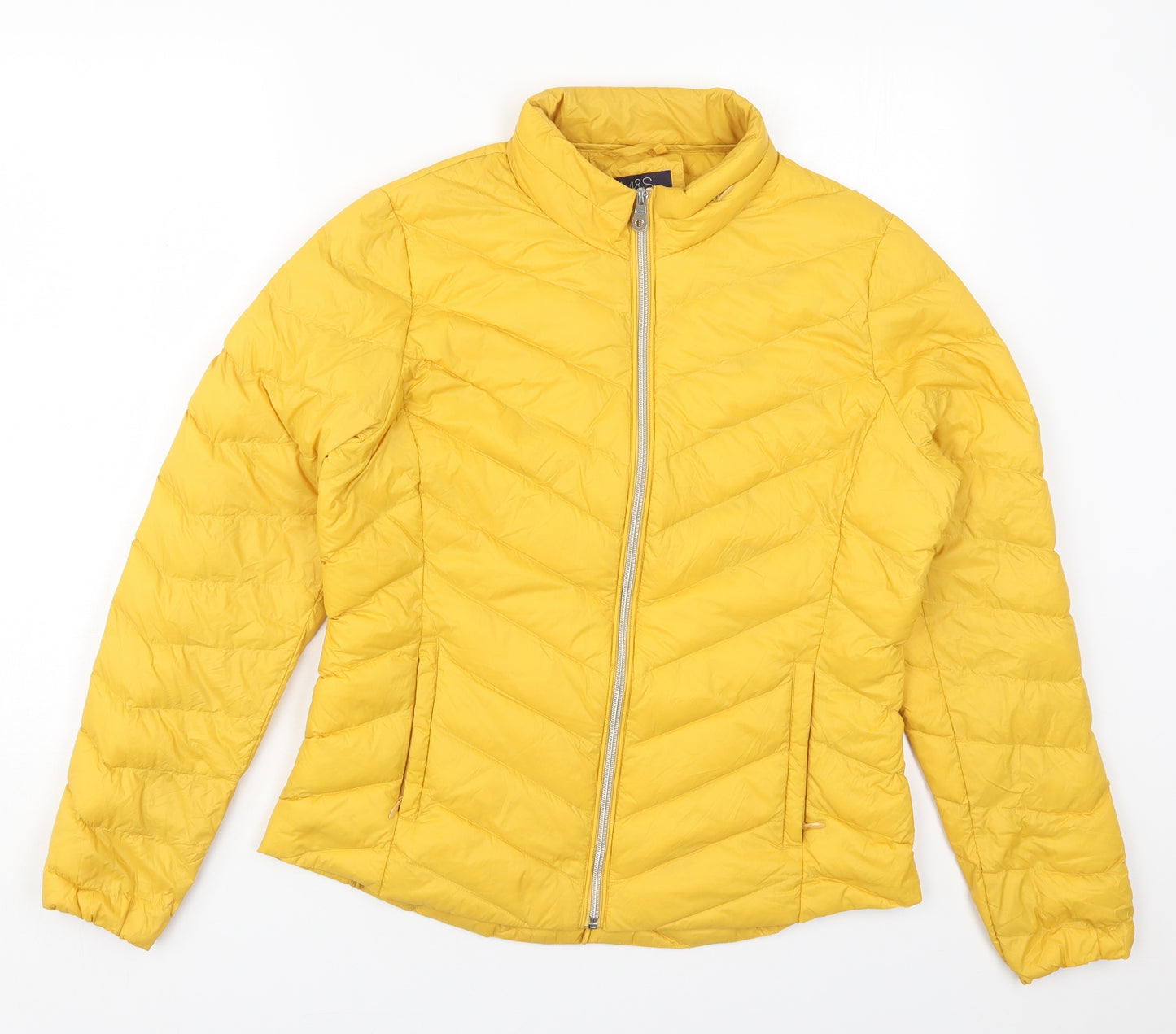 Marks and Spencer Womens Yellow   Quilted Coat Size 12  Zip