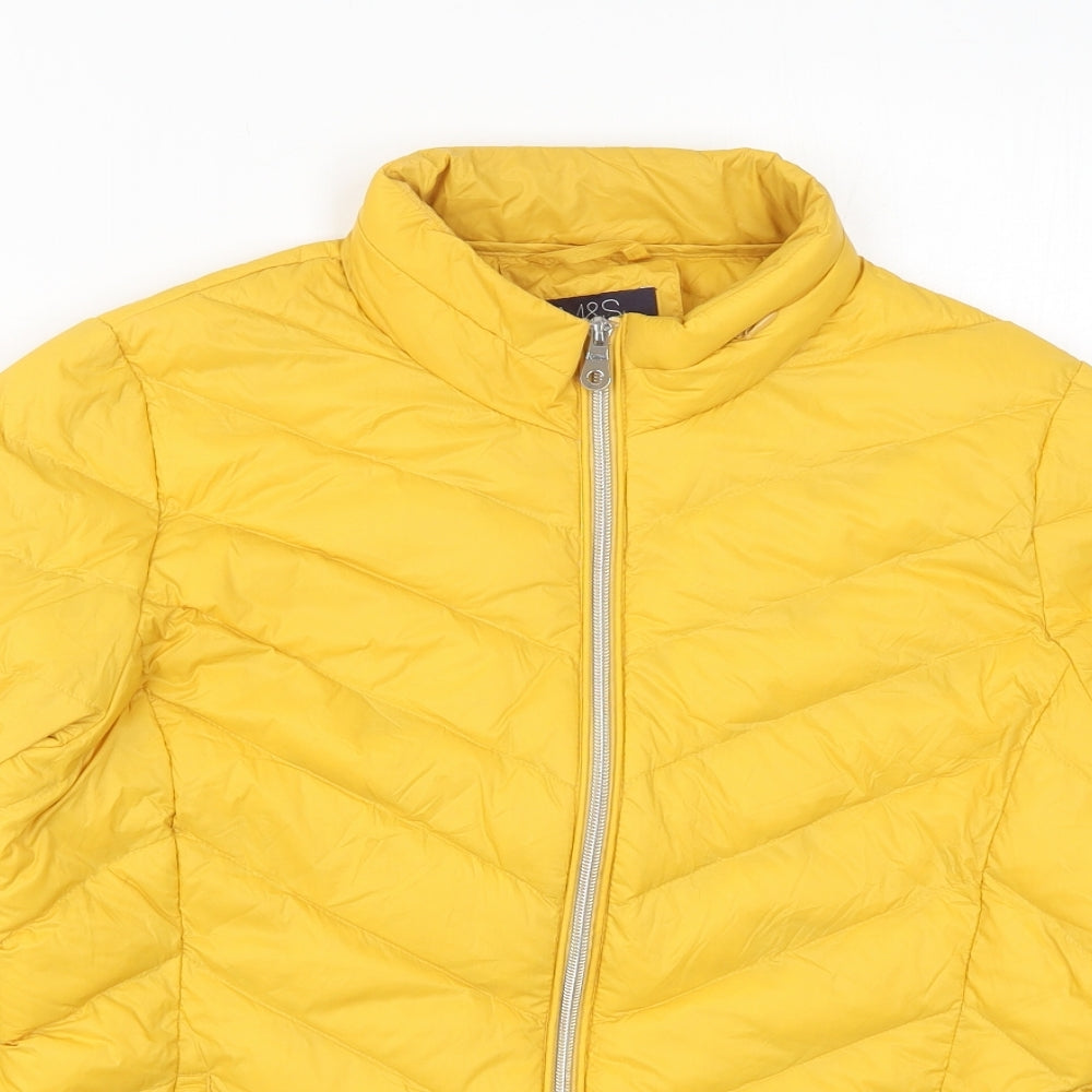 Marks and Spencer Womens Yellow   Quilted Coat Size 12  Zip