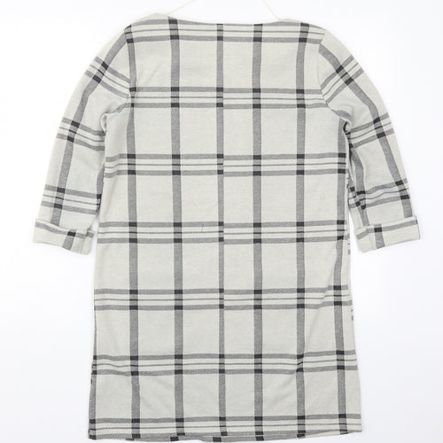 Primark Womens Grey Check Polyester T-Shirt Dress  Size 10  Round Neck Pullover