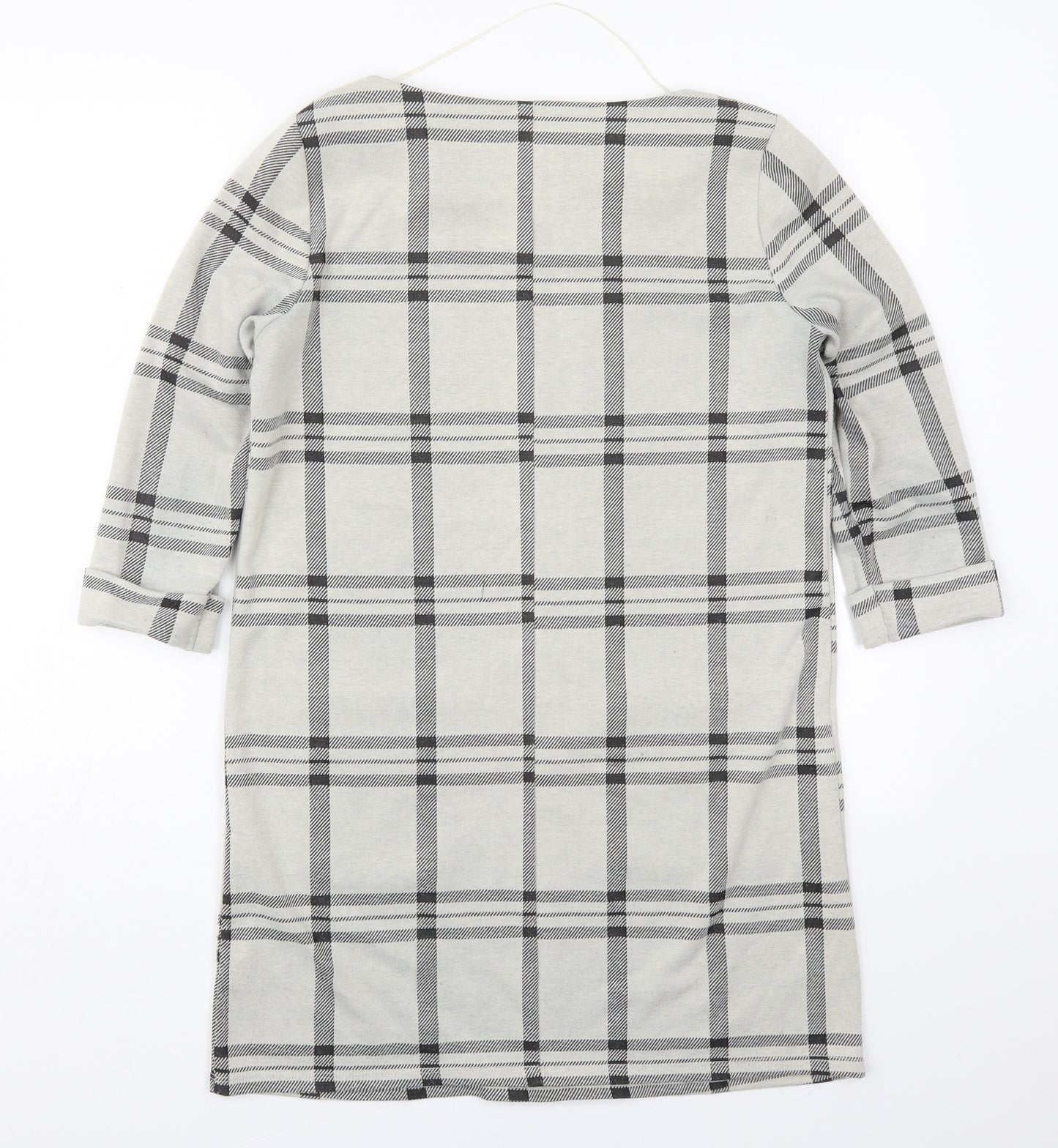 Primark Womens Grey Check Polyester T-Shirt Dress  Size 10  Round Neck Pullover