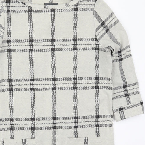 Primark Womens Grey Check Polyester T-Shirt Dress  Size 10  Round Neck Pullover