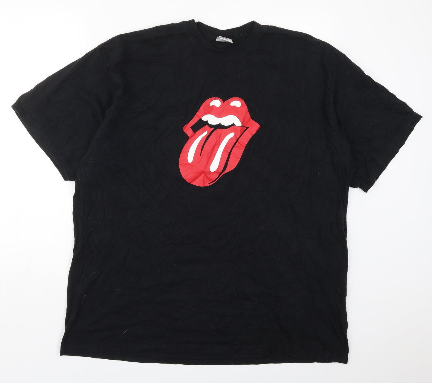JERZEES Mens Black  Cotton  T-Shirt Size 3XL Crew Neck  - The Rolling Stones