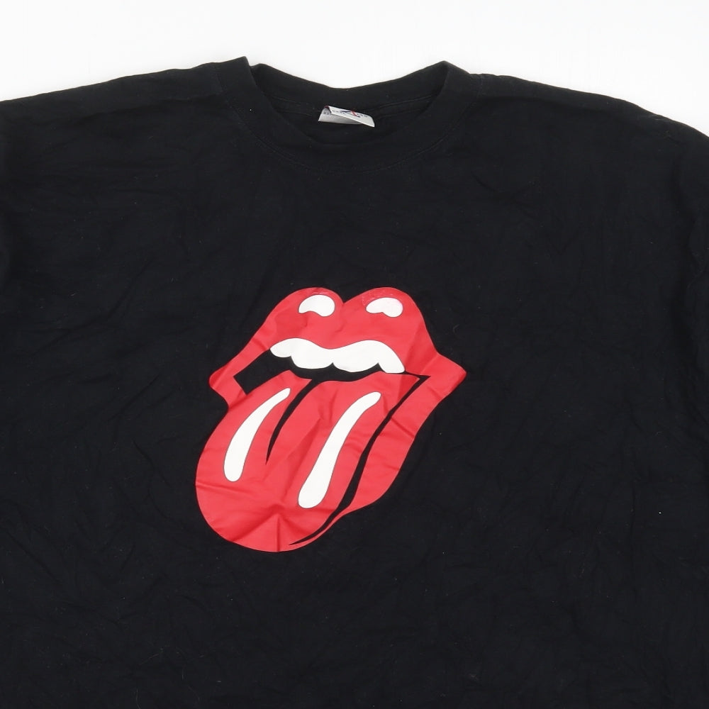 JERZEES Mens Black  Cotton  T-Shirt Size 3XL Crew Neck  - The Rolling Stones