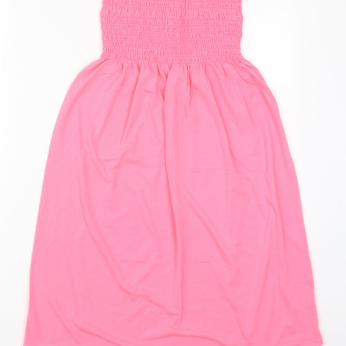 Boohoo Womens Pink  Viscose Skater Dress  Size 8  Round Neck Pullover