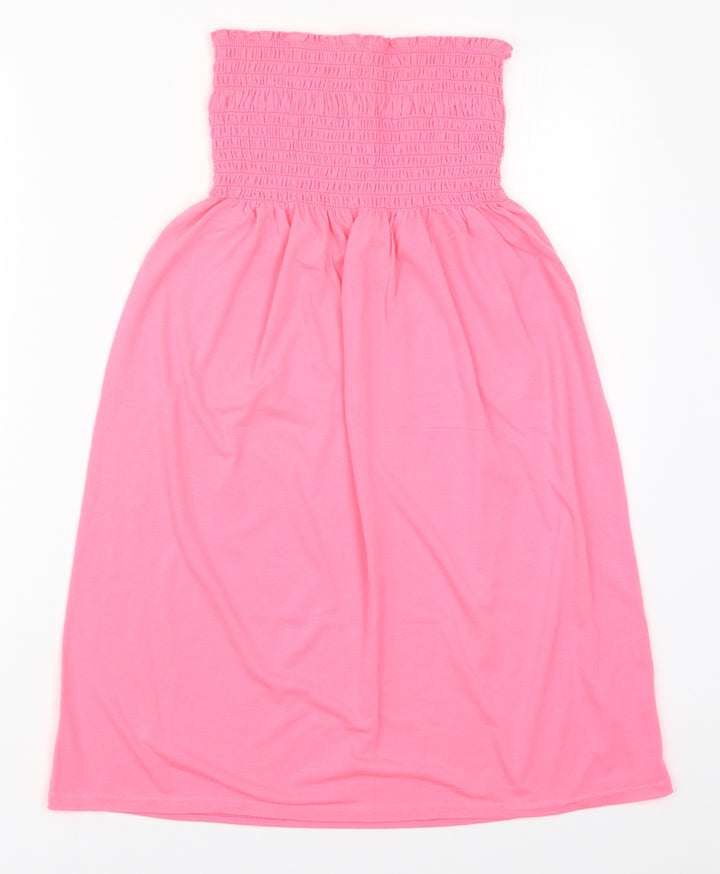 Boohoo Womens Pink Viscose Skater Dress Size 8 Round Neck Pullover