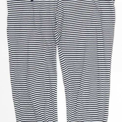 NEXT Womens Blue Striped Cotton Trousers  Size M L27 in Regular Drawstring - Pyjama Pants