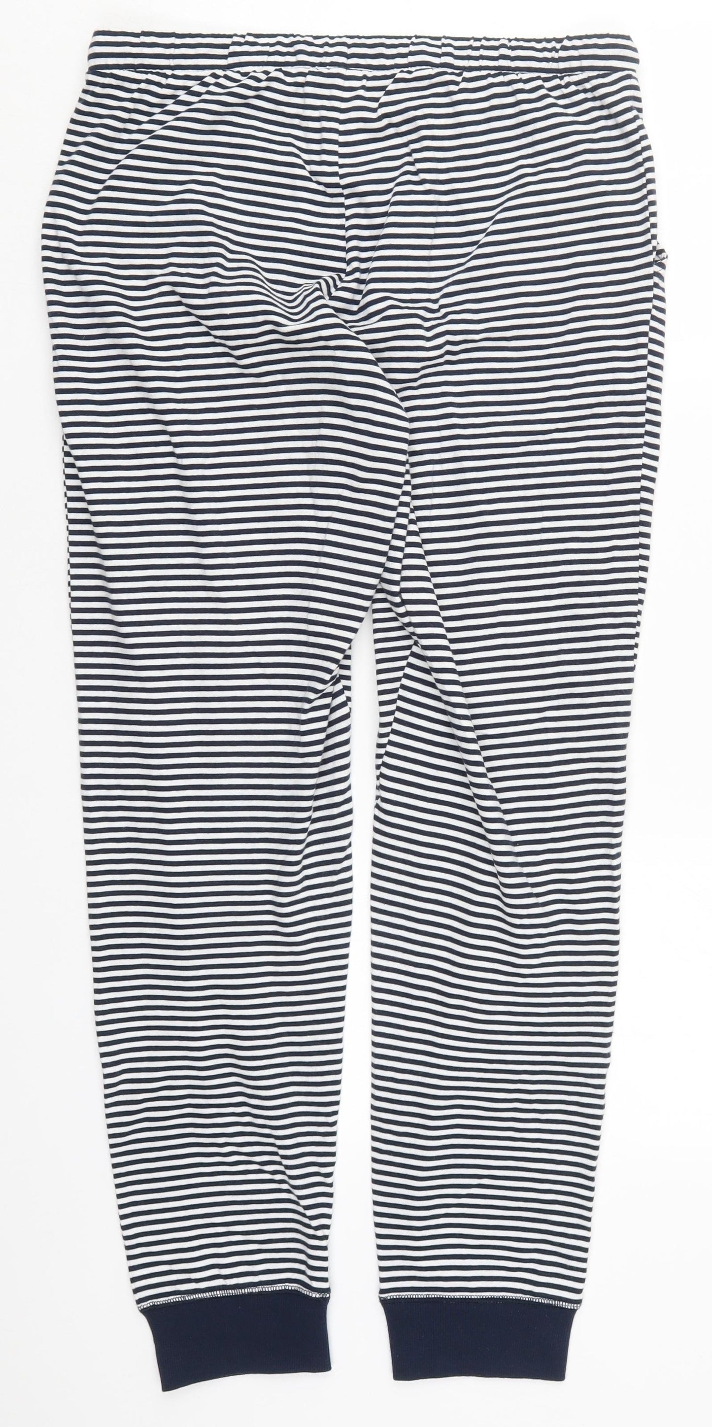 NEXT Womens Blue Striped Cotton Trousers  Size M L27 in Regular Drawstring - Pyjama Pants