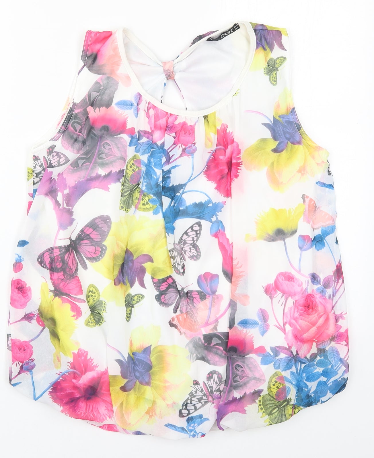 Quiz Womens Multicoloured Floral Polyester Basic Blouse Size 14 Round Neck - Butterflies