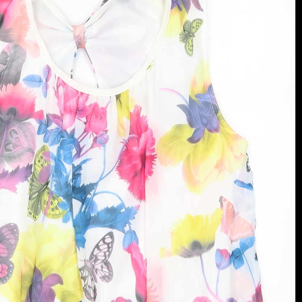 Quiz Womens Multicoloured Floral Polyester Basic Blouse Size 14 Round Neck - Butterflies