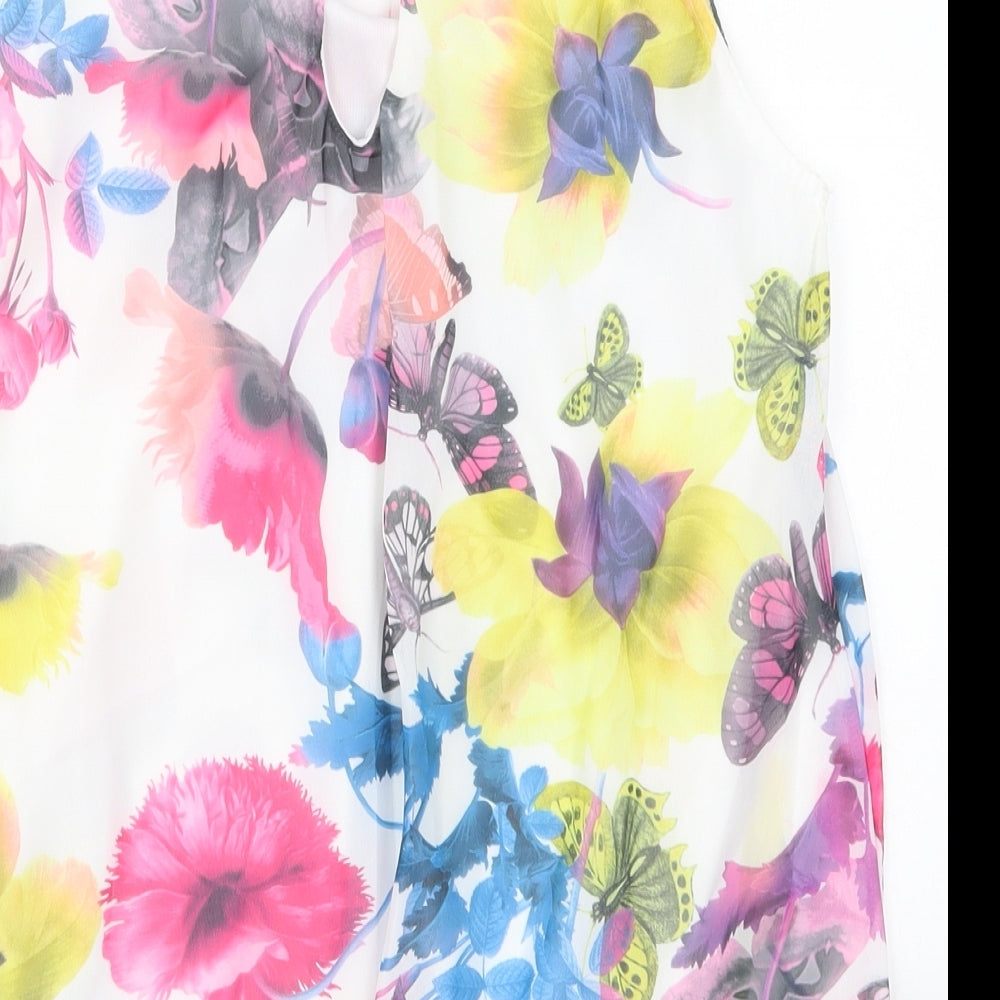 Quiz Womens Multicoloured Floral Polyester Basic Blouse Size 14 Round Neck - Butterflies
