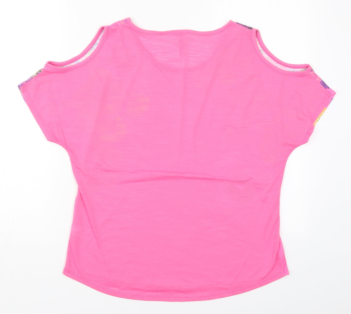 NEXT Womens Pink Floral Polyester Basic T-Shirt Size 12 Round Neck