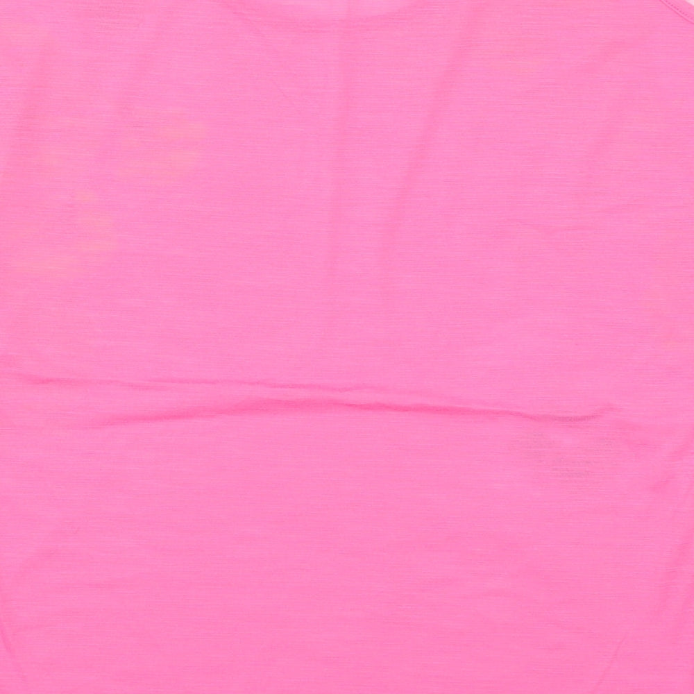 NEXT Womens Pink Floral Polyester Basic T-Shirt Size 12 Round Neck