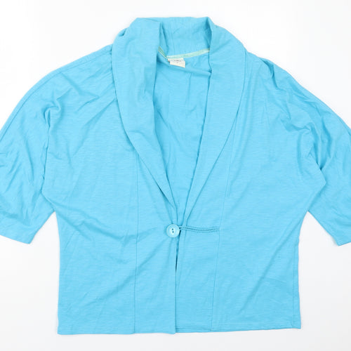 IZ Womens Blue Collared  Cotton Cardigan Jumper Size L