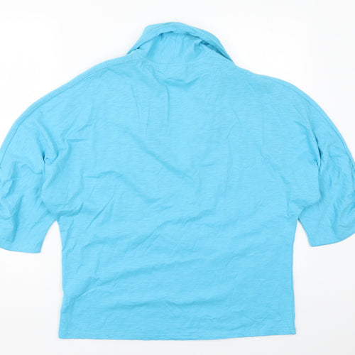 IZ Womens Blue Collared  Cotton Cardigan Jumper Size L