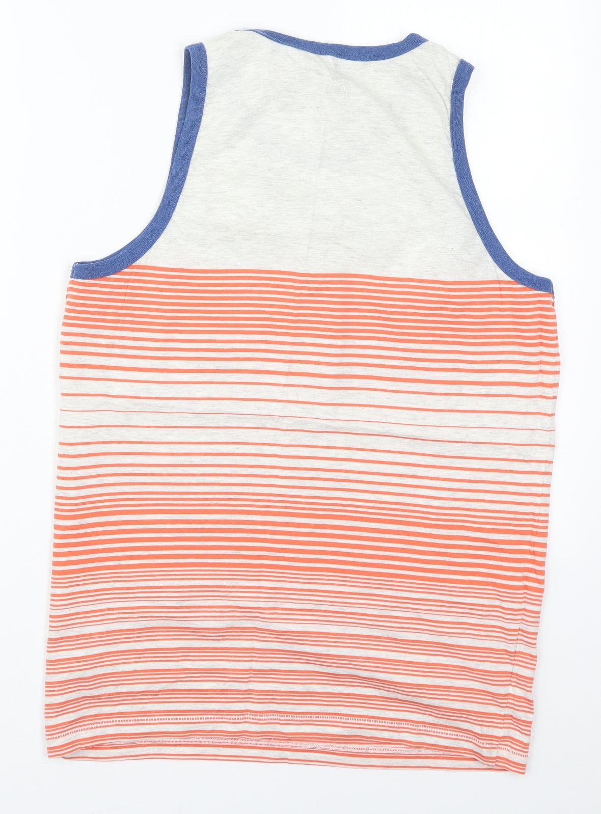 Dunnes Mens Orange Striped Cotton  T-Shirt Size L Round Neck