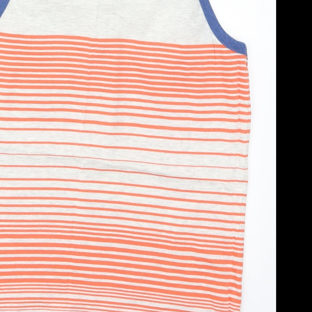 Dunnes Mens Orange Striped Cotton  T-Shirt Size L Round Neck