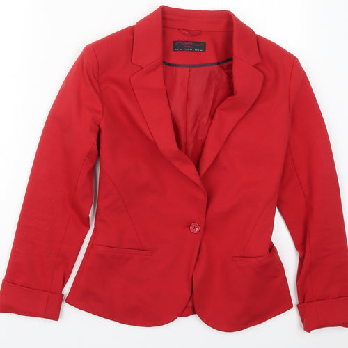 New Look Womens Red  Polyester Jacket Suit Jacket Size 8