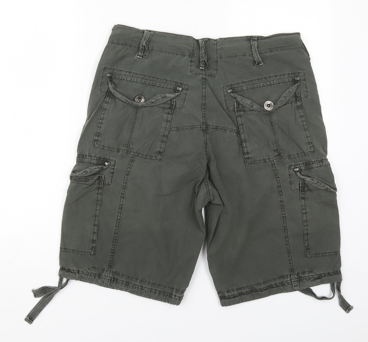 Preworn Womens Green  Cotton Cargo Shorts Size M L11 in Regular Button