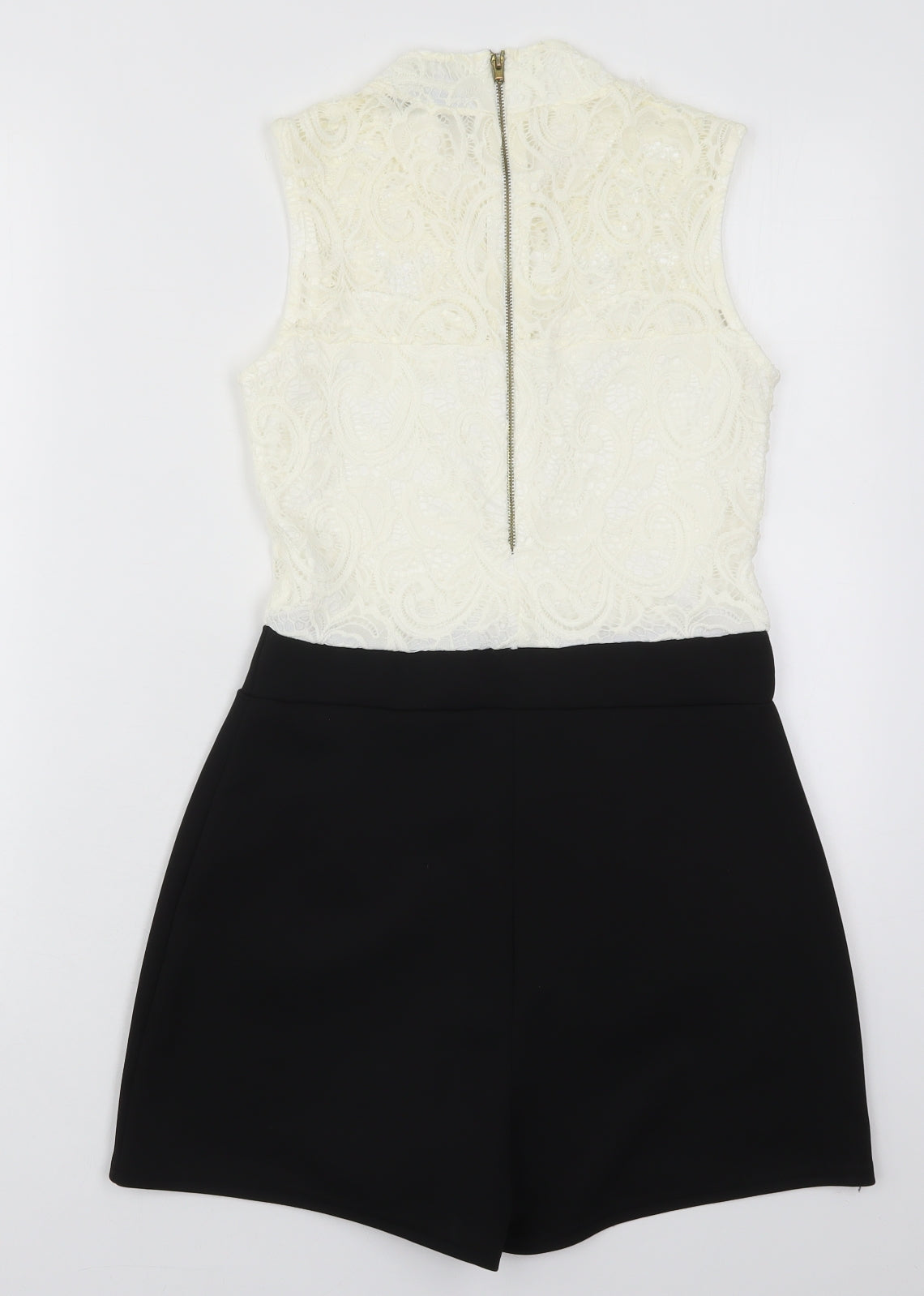 Quiz Womens White  Polyester Playsuit One-Piece Size 10  Zip - Black and White