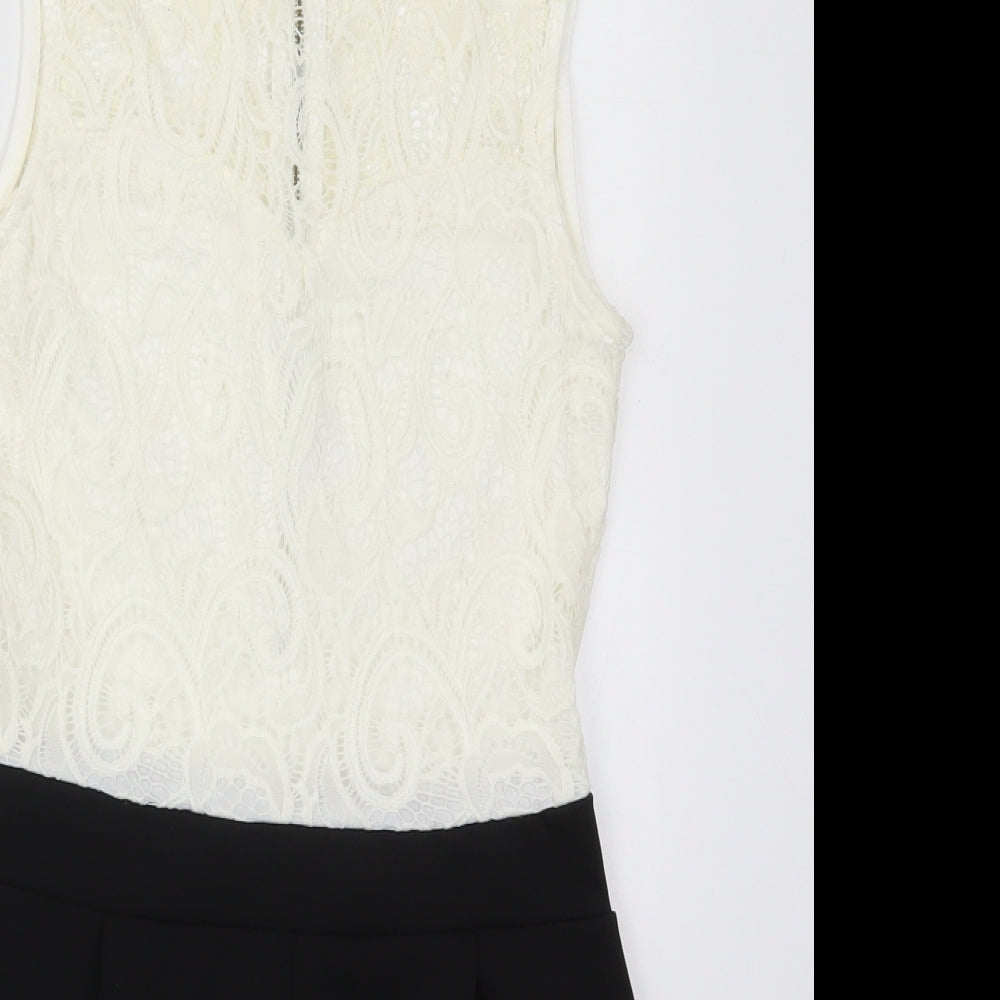 Quiz Womens White  Polyester Playsuit One-Piece Size 10  Zip - Black and White