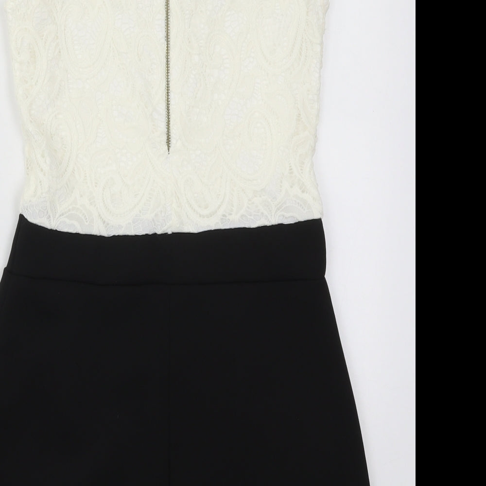 Quiz Womens White  Polyester Playsuit One-Piece Size 10  Zip - Black and White