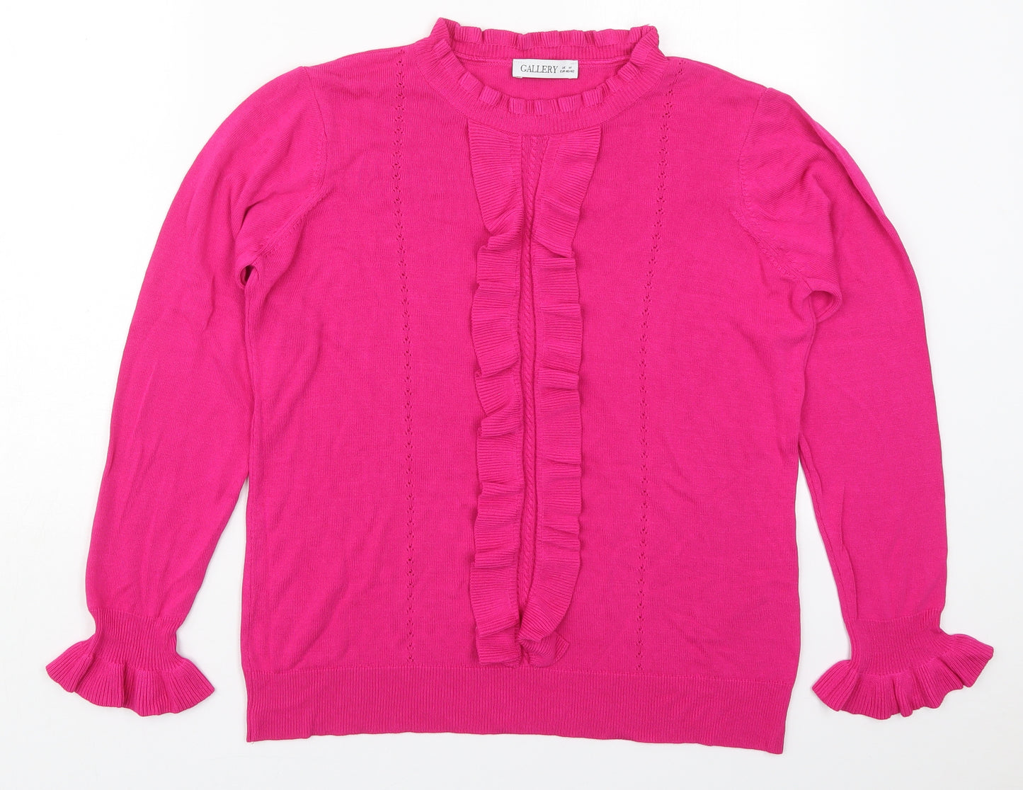 Gallery Womens Pink Round Neck  Viscose Pullover Jumper Size M