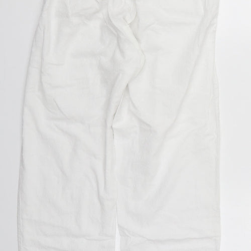 Primark Womens White  Cotton Trousers  Size 12 L27 in Regular Drawstring - Pyjama Pants