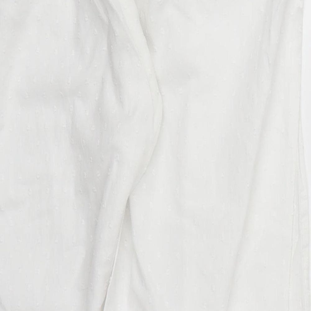 Primark Womens White  Cotton Trousers  Size 12 L27 in Regular Drawstring - Pyjama Pants