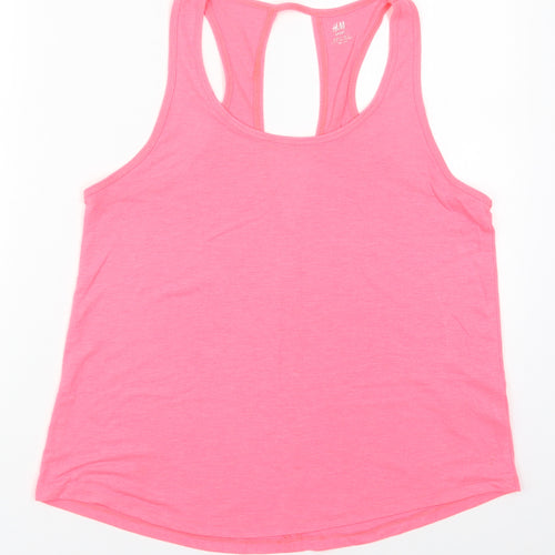 H&M Womens Pink  Polyester Basic Tank Size S Round Neck