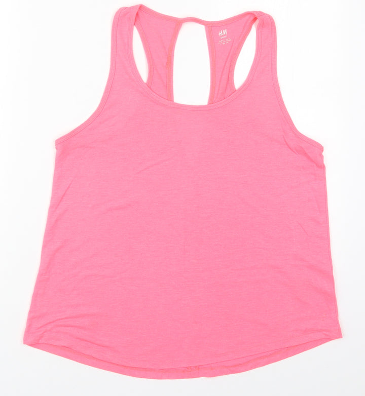 H&M Womens Pink Polyester Basic Tank Size S Round Neck