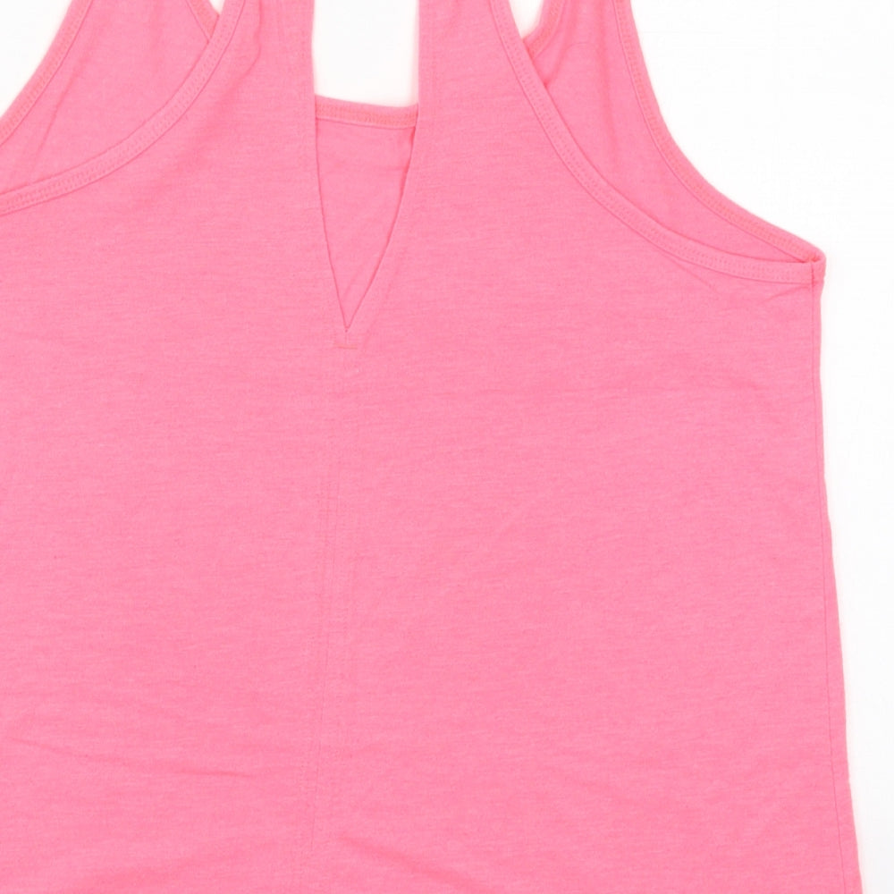 H&M Womens Pink  Polyester Basic Tank Size S Round Neck