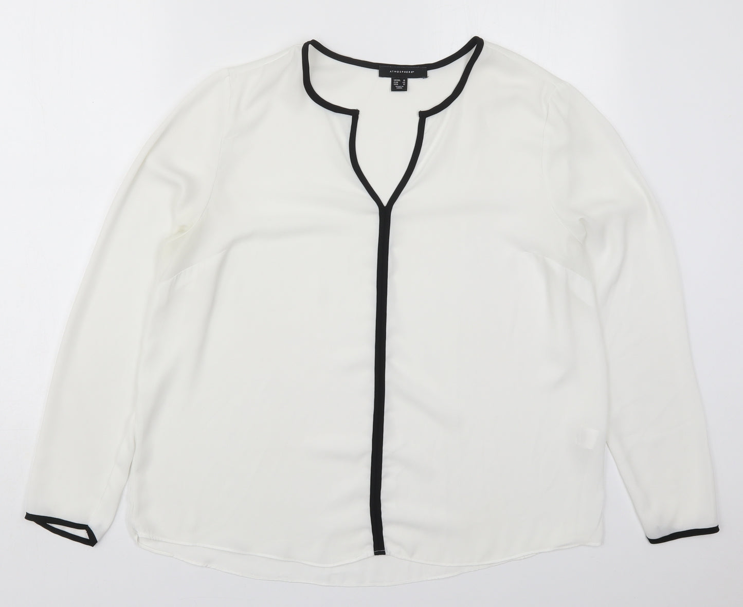 Atmosphere Womens White  Polyester Basic Blouse Size 16 V-Neck