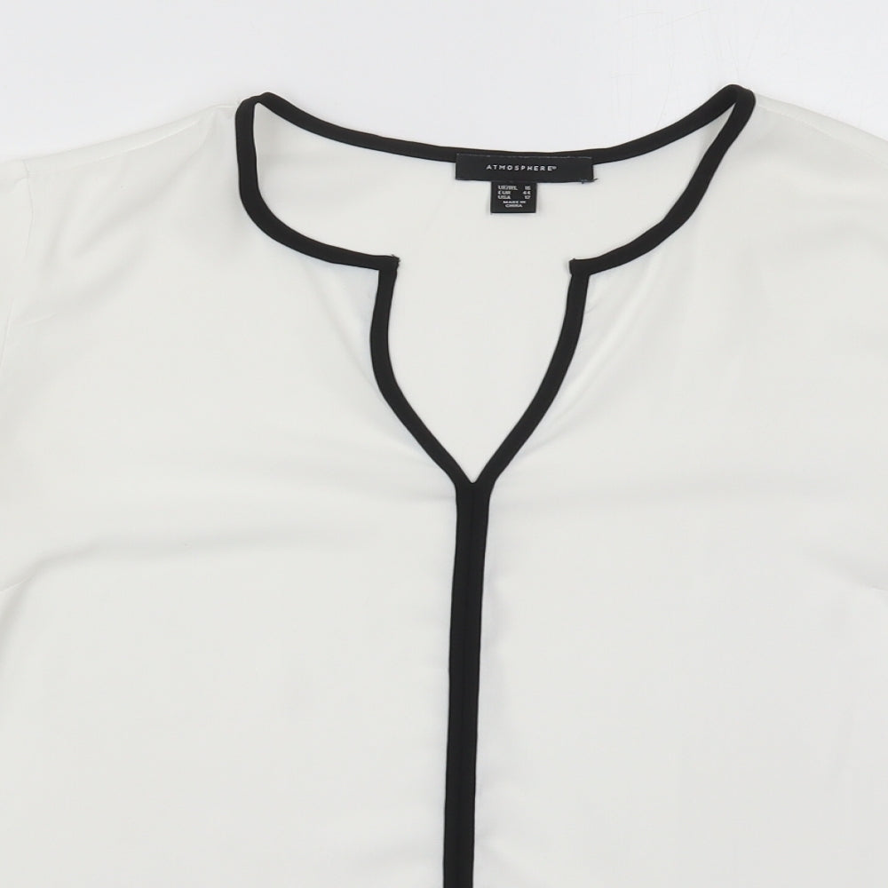 Atmosphere Womens White  Polyester Basic Blouse Size 16 V-Neck